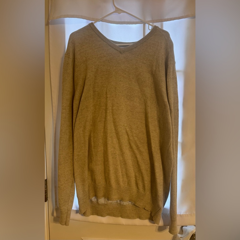 Men's V-Neck Sweater in Light Brown